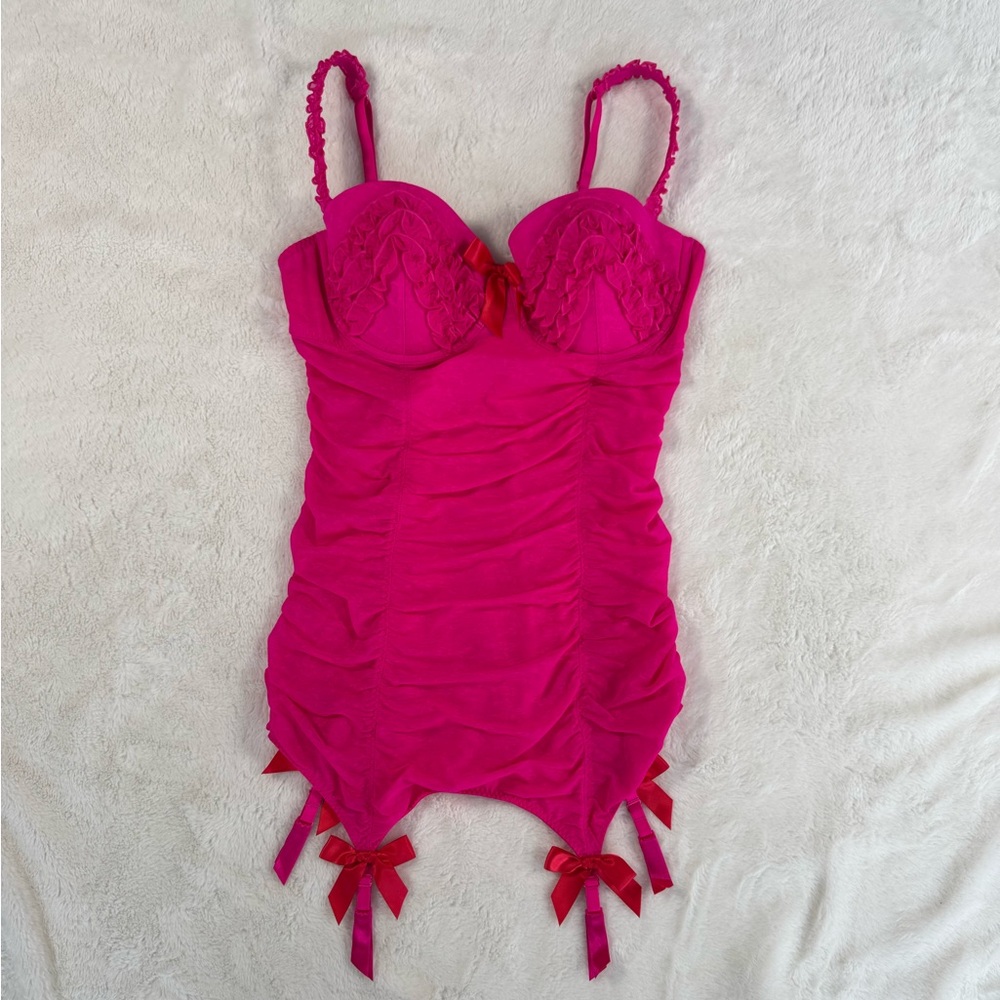Hot Pink Ruched Lingerie Top